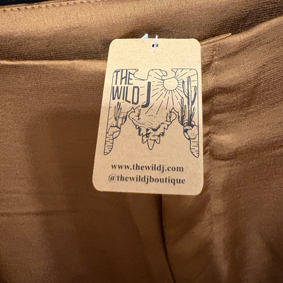 NWT The Wild J Satin Camel Brown Palazzo Pants - Picture 7 of 8